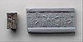 Akkadian cylinder seal and modern impression hunting scene ca 2250 2150 BC.jpg