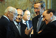 Fini with Giorgio Napolitano, Silvio Berlusconi and Renato Schifani. Alte cariche.jpg