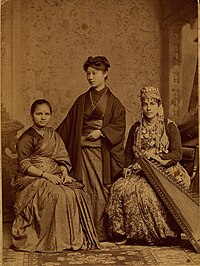 Anandibai Joshee from India, Kei Okami from Japan, and Tabat M. Islambooly from Syria at the Woman's Medical College of Pennsylvania Oct 10, 1885