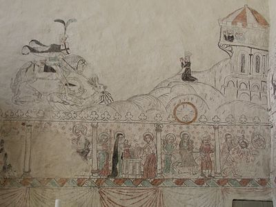 聖人の生涯を描いたアンガ教会（英語版）フレスコ画（15世紀半ば）