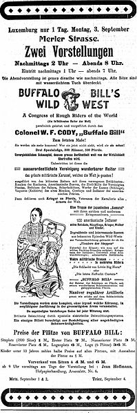 File:Annonce Buffalo Bill's Wild West Show in Luxembourg on 3 September 1906.jpg