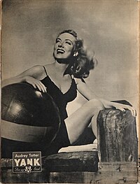 Pin-up-Foto von Audrey Totter für das Wochenmagazin Yank, the Army Weekly (1945)