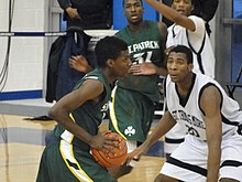 Drummond (right) as a high school player in 2010 Austin Colbert Andre Drummond (5444482028).jpg
