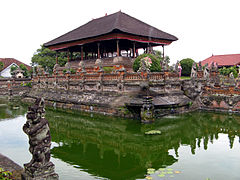 Bale kambang, floating pavilion in Balinese garden.