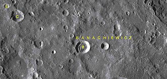 Satellite craters of Banachiewicz Banachiewicz sattelite craters map.jpg