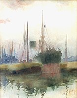 Havengezicht bij Dordrecht, 1891