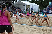 Deutsch: Beachhandball Europameisterschaften 2019 (Beach handball Euro); Tag 6: 7. Juli 2019 – Frauenfinale, Dänemark-Ungarn 2:0 (18:12, 23:22) English: Beach handball Euro; Day 6: 7 July 2019 – Women's Final – Denmark-Hungary 2:0 (18:12, 23:22)