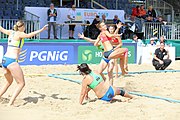 Deutsch: Beachhandball Europameisterschaften 2019 (Beach handball Euro); Tag 2: 3. Juli 2019 – Frauen, Vorrunde Gruppe D, Ukraine-Deutschland 2:0 (23:22, 32:24) English: Beach handball Euro; Day 2: 3 July 2019 – Women Preliminary Round Group D – Ukraine-Germany 2:0 (23:22, 32:24)