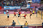 Deutsch: Beachhandball bei den Olympischen Jugendspielen 2018; Tag 5, 10. November 2018; Jungen, Hauptrunde - Thailand-Argentinien 2:1 English: Beach handball at the 2018 Summer Youth Olympics at 11 October 2018 – Boys Main Round – Thailand-Argentina 2:1