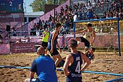 Deutsch: Beachhandball bei den Olympischen Jugendspielen 2018; Tag 7, 13. Oktober 2018; Jungen, Halbfinale – Argentinien-Portugal 1:2 English: Beach handball at the 2018 Summer Youth Olympics at 13 October 2018 – Boys Semifinal – Argentina-Portugal 1:2