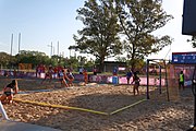 Deutsch: Beachhandball bei den Olympischen Jugendspielen 2018; Tag 3, 9. Oktober 2018; Mädchen, Vorrunde, Gruppe B - Türkei-Paraguay 1:2 English: Beach handball at the 2018 Summer Youth Olympics at 9 October 2018 – Girls Preliminary Round Group B‎ – Turkey-Paraguay 1:2