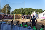 Deutsch: Beachhandball bei den Olympischen Jugendspielen 2018; Tag 3, 9. Oktober 2018; Mädchen, Vorrunde, Gruppe B - Venezuela-Niederlande 1:2 English: Beach handball at the 2018 Summer Youth Olympics at 9 October 2018 – Girls Preliminary Round Group B‎ – Venezuela-Netherlands 1:2