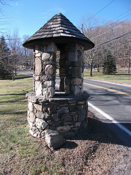 Stone well in the Bedford Village Historic District