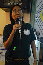 Bel introducing the Wikimedia projects and the Wikipedia education program to the participants during the 10th Bikol Wikipedia Anniversary ADNU