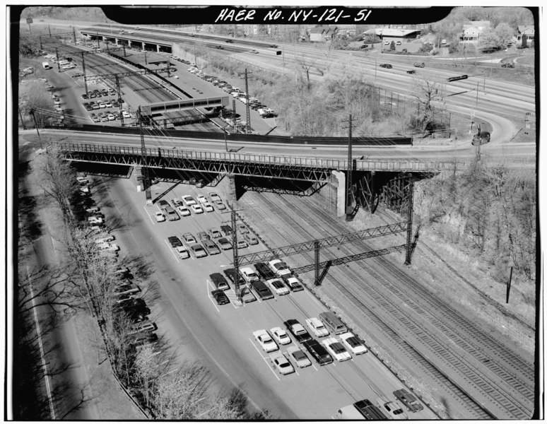 File:Boston Post Road Bridge with Rye Station in background. Rye, Westchester Co., NY. Sec. 9108, MP 24.22. - Northeast Railroad Corridor, Amtrak Route between New Jersey-New York HAER NY,31-NEYO,167-51.tif