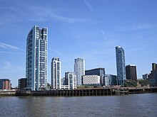   Apartment buildings within Liverpool's new commercial district