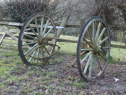 Cart wheels with dropped axle.
Note that the weight of the springs has turned the axle upside down. Cart wheels with dropped axle.jpg