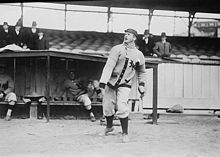 Mathewson warming up as a New York Giant in 1910