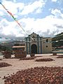 Cacao drying square in front of church, Chuao, Venezuela.