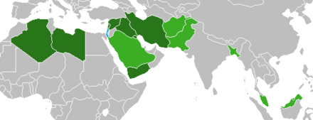 Countries in light green reject Israeli passports. Countries in dark greens reject all passports containing Israeli stamps or visas