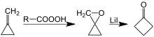 Preparation of cyclobutanone by rearrangement Cyclobutanon Synthesis A V.1.svg