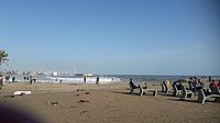 El dia després del temporal Glòria les destrosses eren notables i el mar s'havia endut bona part de la platja, però feia bon temps i les onades eren espectaculars.