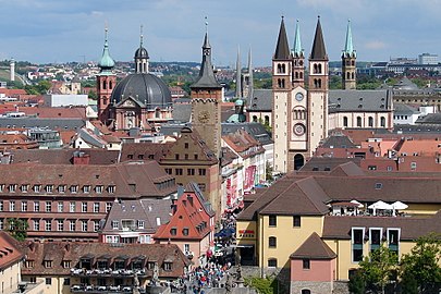 Wurtzbourg, cathédrale Saint-Kilian et hôtel de ville