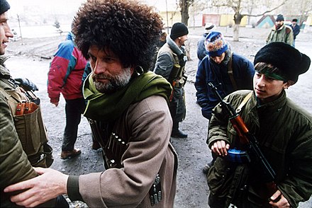 A group of Chechen fighters.