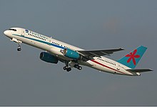 A First Choice Boeing 757-200 taking off at Manchester Airport in 2005