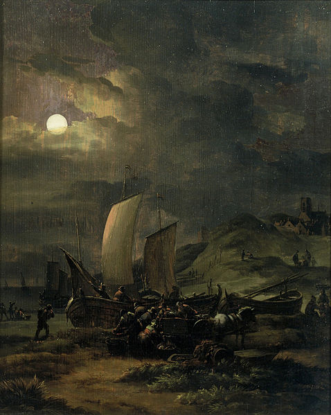 File:Fishing Boats on the Beach at Night by Egbert van der Poel Museum Rotterdam 11749.jpg