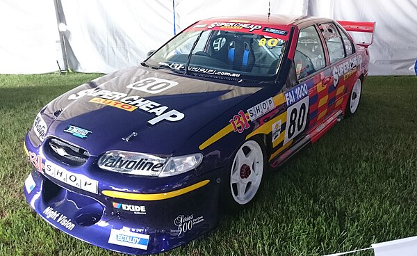 The Ford Falcon EL in which Bob Thorn contested the Championship for Briggs Motor Sport. The car is pictured in 2018 in its 1999 colours.