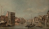 Francesco Guardi (italiensk - Canal Grande, Venezia, med Palazzo Bembo - Google Art Project.jpg