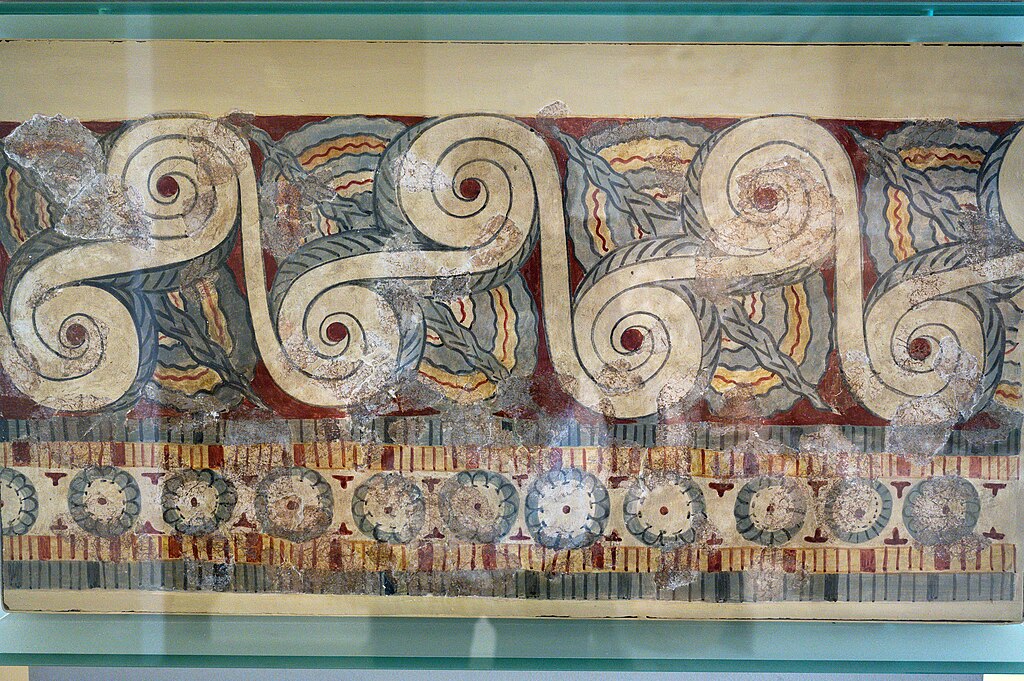 File:Fresco, rosettes, running spirals, Tiryns, 13th c BC, AM of Nafplio,  202135.jpg - Wikimedia Commons
