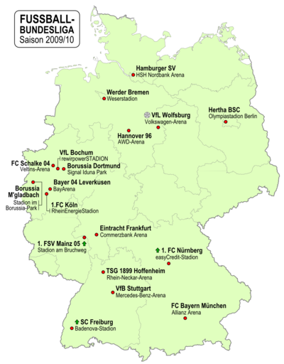 karta njemačke bremen Nogometna Bundesliga 2009/2010.   Wikipedia karta njemačke bremen