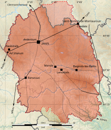 Mapa reprodukující obrysy starověkého území na moderním pozadí.