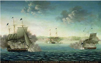 The Battle of Valparaiso ended the American naval threat to British interests in the south Pacific Ocean. George-ropes-battle-of-valparaiso.png