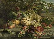 Stilleven met bloemen en vruchten (1869)