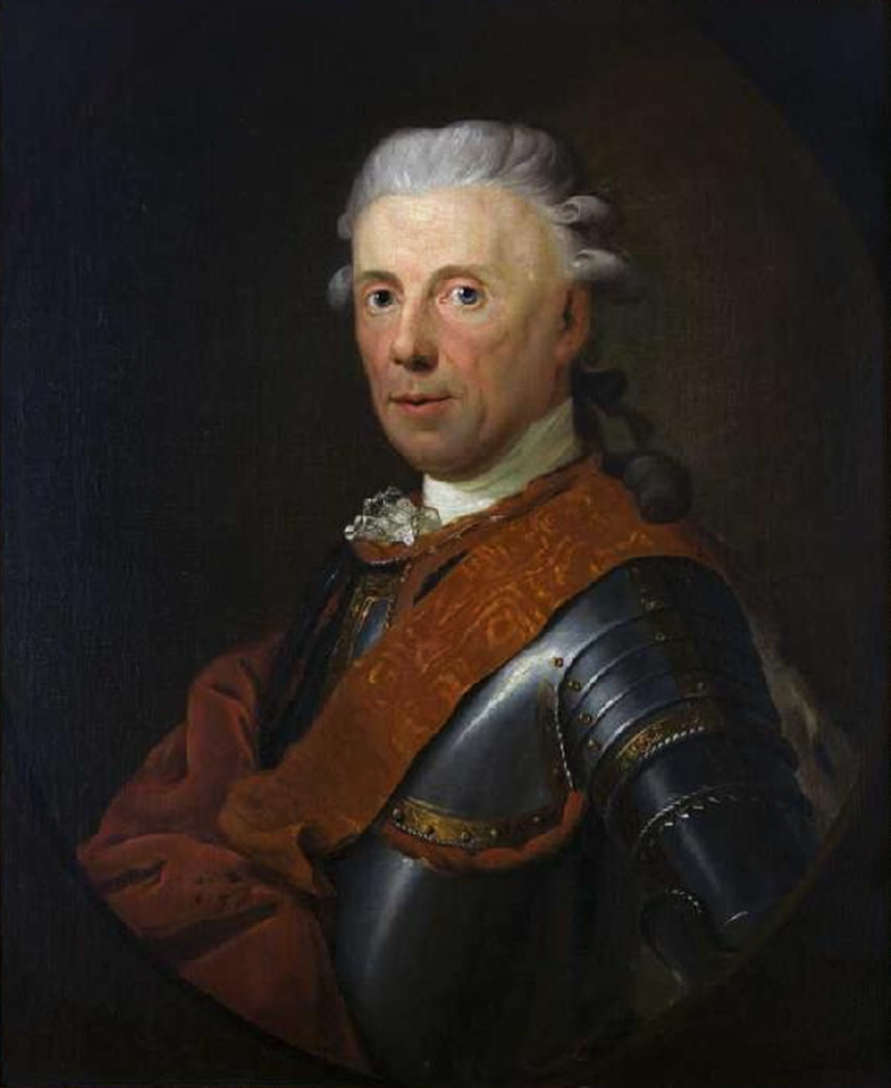 Frederic the Great (1712 - 1786), a portrait painting, circa 1780 Half  portrait in the style of the portraits by Anton Graff, 1781. The King is  wearing a plain blue uniform with