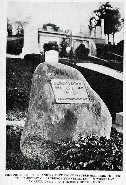 Memorial stone for Lanier.