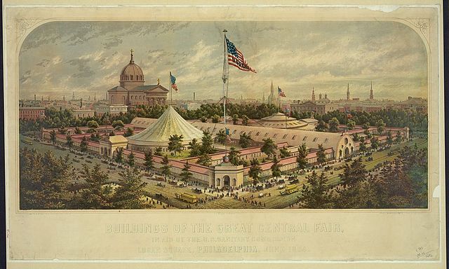 The Great Sanitary Fair in 1864 was the model for the Centennial Exposition; it raised $1,046,859 for medicine and bandages during the American Civil 
