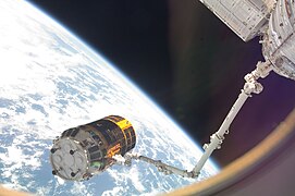 The Canadarm2 unberths the HTV in preparation for its release