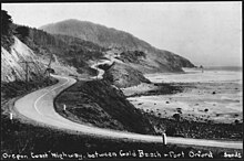 A section of the Oregon Coast Highway near Humbug Mountain, photographed in 1938 HUMBUG MOUNTAIN - NARA - 520143.jpg