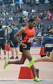 Hayle Ibrahimov finished ninth in the men's 5000 metres. Hayle Ibrahimov at London 2012.JPG