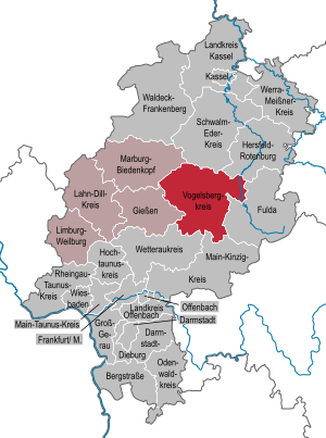Li position de Vogelsbergkreis in Hesse