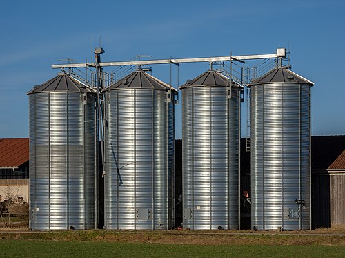 Feed silos in Hirschbrunn near Burgebrach