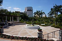 An image of a fountain in a garden.