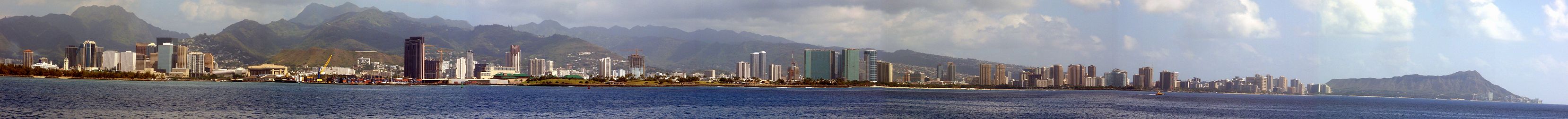 Panorama over kysten af ​​Honolulu