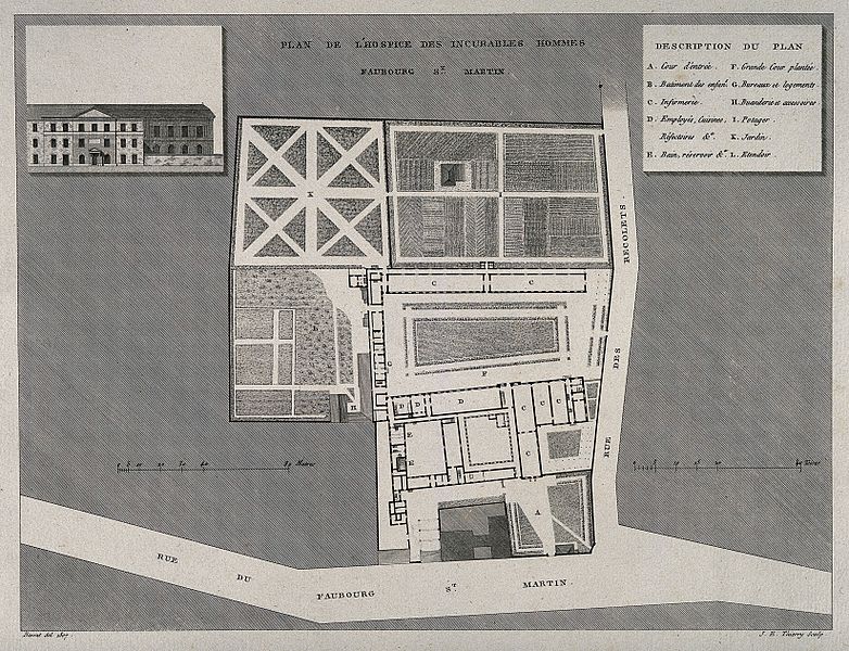 File:Hospice des Incurables Hommes, Paris; floor and street plan Wellcome V0014303.jpg