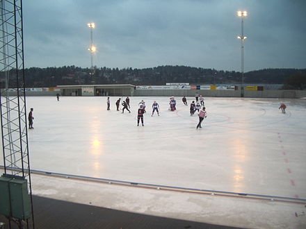 Bandy match between Helenelund and Katrineholm in Allsvenskan, at the Helenelund home ice Sollentunavallen, season 2008/2009. IMGP4908.JPG