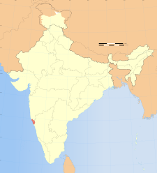 Map of India with the location of ಗೋವ highlighted.